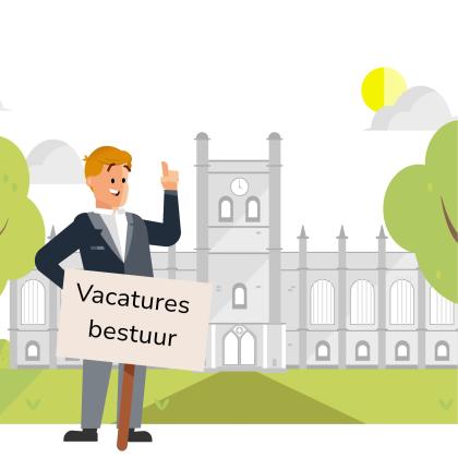 Bestuurder met een bord waar op staat vacatures bestuur