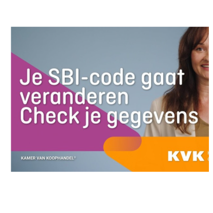 Afbeelding van de KVK met de tekst je SBI code gaat veranderen- Check je gegevens