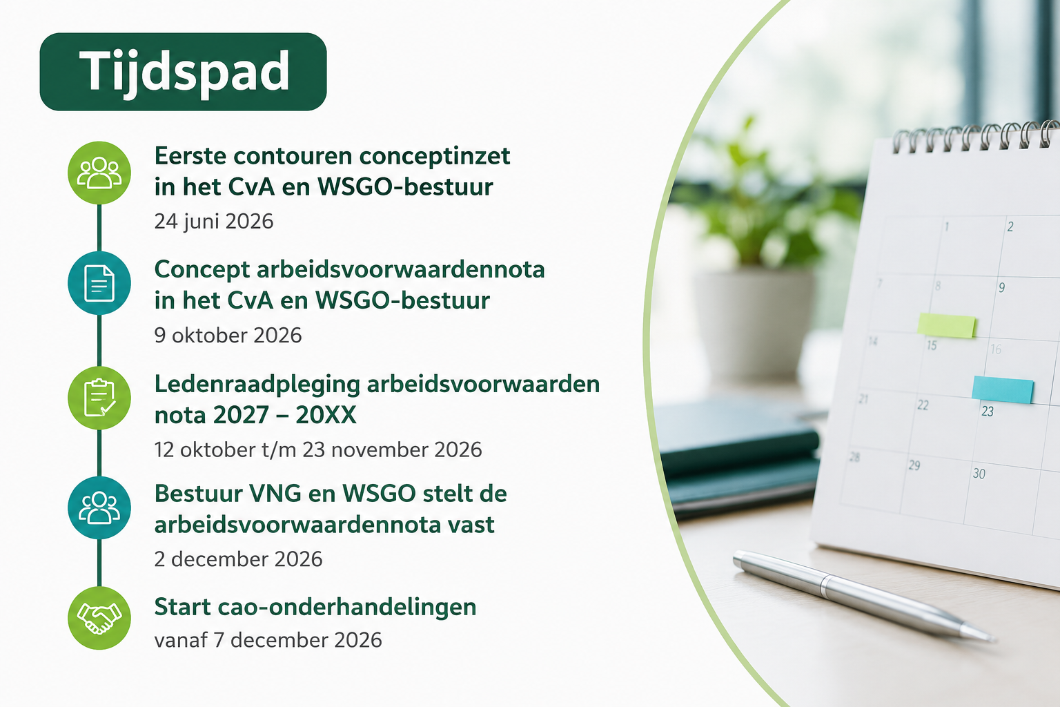 Tijdspad de tekst met een afbeelding van een kalender